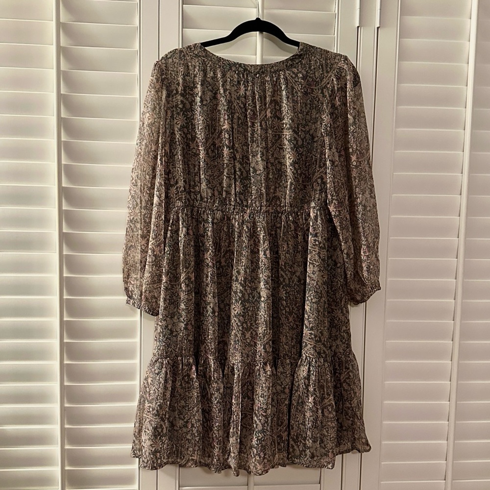 Lucky Brand Floral Paisley Lurex V-Neck Dress L - Picture 4 of 7